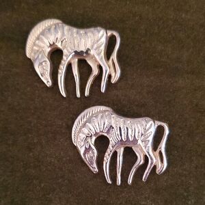 Vintage 1980s Goldtone Zebra Brooches
